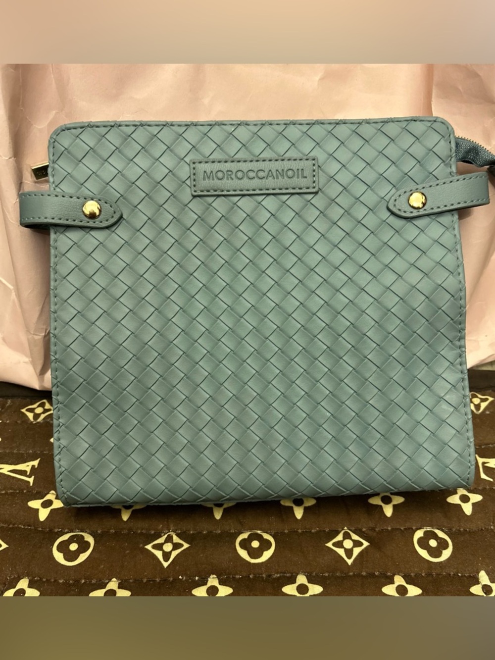 Moroccanoil Woven Cosmetic Case with Gold Hardware